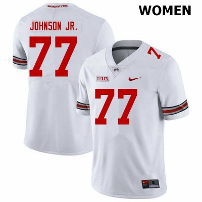 NCAA Ohio State Buckeyes Women's #77 Paris Johnson Jr. White Nike Football College Jersey AJY5845ZB